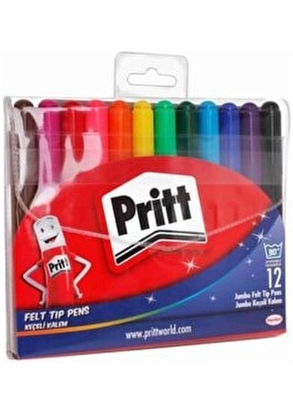 Jumbo Keçeli Kalem Seti 12 Renk Çok Renkli Su Bazlı Yıkanabilir 0.19 Kilogram indirimleri