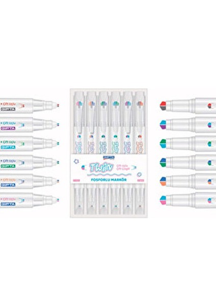 Twin Çift Uçlu Fosforlu Markör 6 Renk Açık Yeşil Bej Dayanıklı Uçlu fiyatları