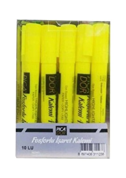 Fosforlu Kalem 421 Sarı 10 Lu Paket Renkli Yazım İçin Ideal Seçim fiyatları