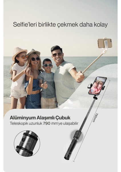 Led Işıklı Selfie Çubuğu Bluetooth Kumandalı Kablosuz Tripot Selfie Monopod Selfie Stick