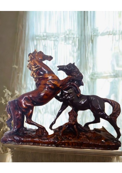 Büyük Boy 40 cm 2'li At Biblo Ahşap Renklerinde Dekoratif At Heykeli fiyatları