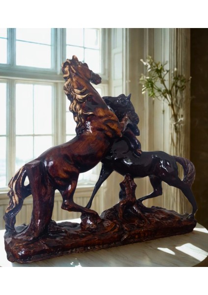 Büyük Boy 40 cm 2'li At Biblo Ahşap Renklerinde Dekoratif At Heykeli modelleri