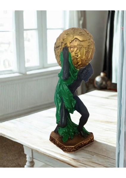 Büyük Boy Renkli Atlas Heykel Dekoratif Mitolojik Biblo 30 cm fiyatları