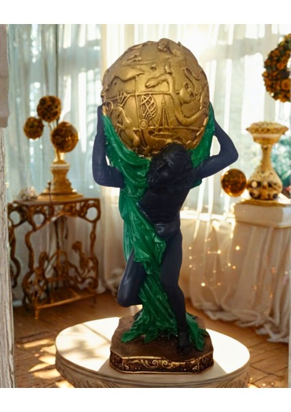 Büyük Boy Renkli Atlas Heykel Dekoratif Mitolojik Biblo 30 cm modelleri