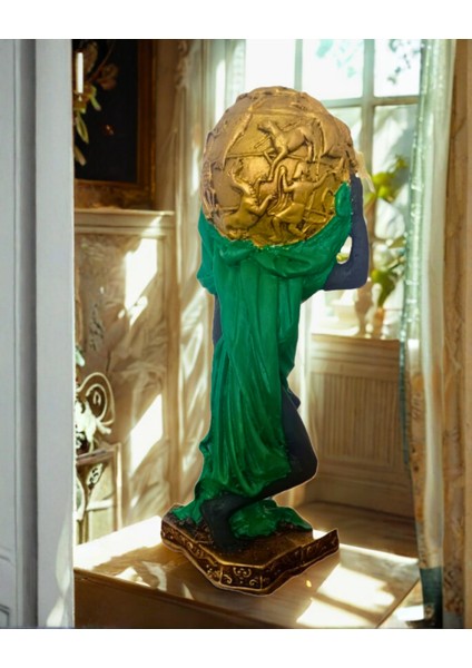 Büyük Boy Renkli Atlas Heykel Dekoratif Mitolojik Biblo 30 cm fırsatları