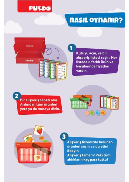 Shopping List / Eğitici Oyuncak / Alışveriş ve Parayı Öğreten Oyun / 70 Parça / +3 Yaş fırsatları