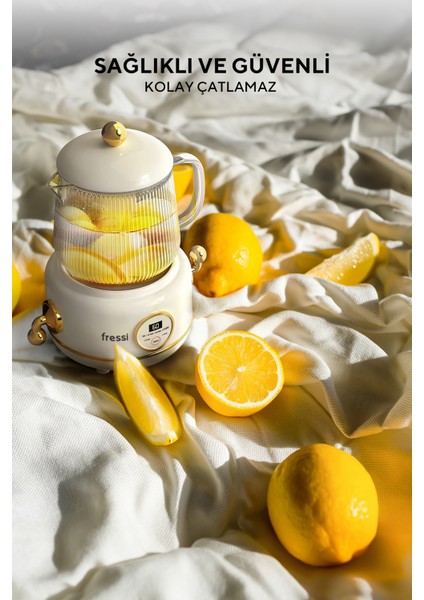 YSB-GC02 Eiffel Beyaz 600ml Elektrikli Çok Fonksiyonlu Cam Su Isıtıcısı Kettle Bitki Çayı Makinesi