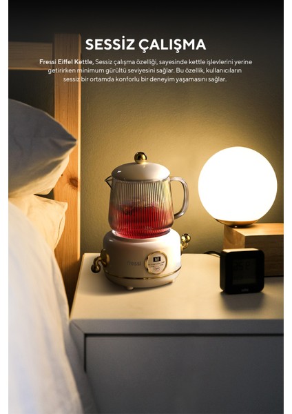YSB-GC02 Eiffel Beyaz 600ml Elektrikli Çok Fonksiyonlu Cam Su Isıtıcısı Kettle Bitki Çayı Makinesi