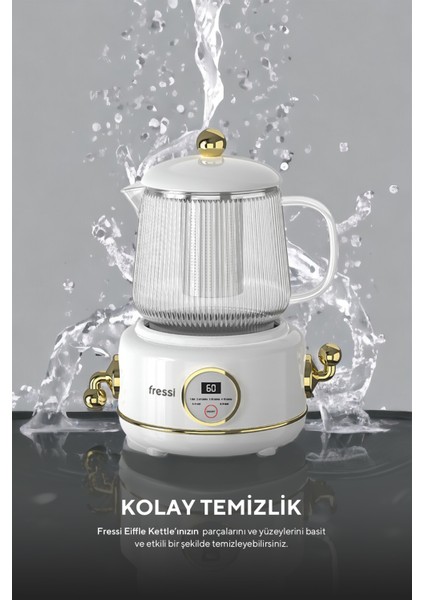 YSB-GC02 Eiffel Beyaz 600ml Elektrikli Çok Fonksiyonlu Cam Su Isıtıcısı Kettle Bitki Çayı Makinesi