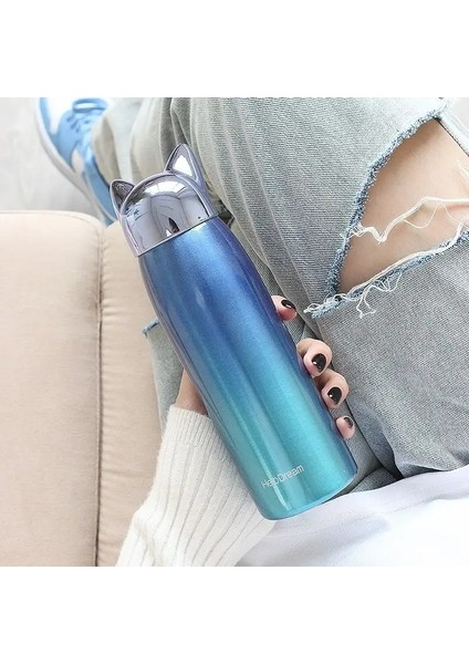 300ML Sevimli Tilki Su Şişesi Kupa Çelik Su Şişesi Küçük Kahve Termos Kupası Kapak Termal ve Sıcak Şişeler Çocuklar Için Flask Kapasitesi: 300ML/RENK: Mavi (Yurt Dışından)