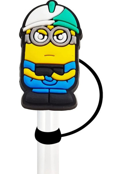 1-32PC Miniso Minion Saman Kapak Kapağı Yeniden Kullanılabilir Içme Tozu Kapağı Glas Fincan Aksesuarları, Saman Toppers 10MM Silikon Saman Kapak: 1pcs-26 (Yurt Dışından)