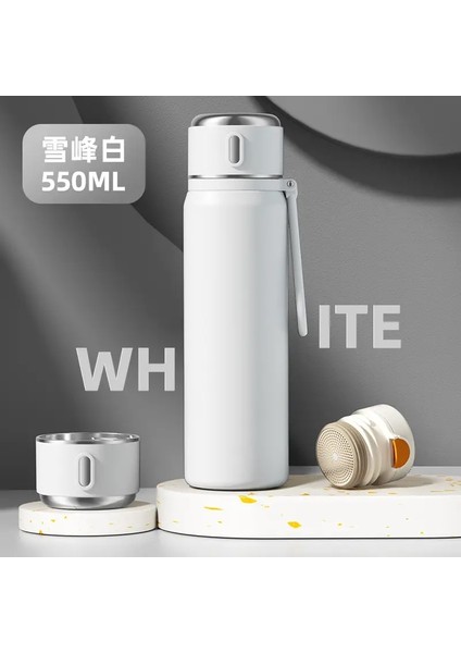 550ML Akıllı 316 Paslanmaz Çelik Termos Kupası Çay Kupası Vakum Şişeleri Ev Dış Mekan Taşınabilir Su Kupası Termos Şişe Kapasite: 550ML/RENK: Beyaz (Yurt Dışından)