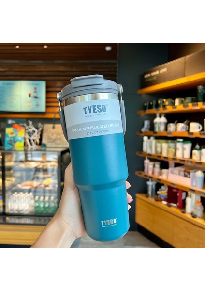 Kahve Kupa Kupa Paslanmaz Çelik Termos Şişesi Çift Katmanlı Yalıtım Soğuk ve Sıcak Seyahat Kupası Vakum Şişesi Araç Su Şişesi Kapasite: 900ML/RENK: Mavi (Yurt Dışından)