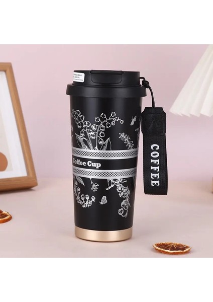 Kadınlar Için Çiçek Kahve Kupası, 316 Paslanmaz Çelik Vakum Şişesi, Doğrudan Içmek Için, Termal Kupa, 500ML Kapasite: 500/RENK: 10 (Yurt Dışından)