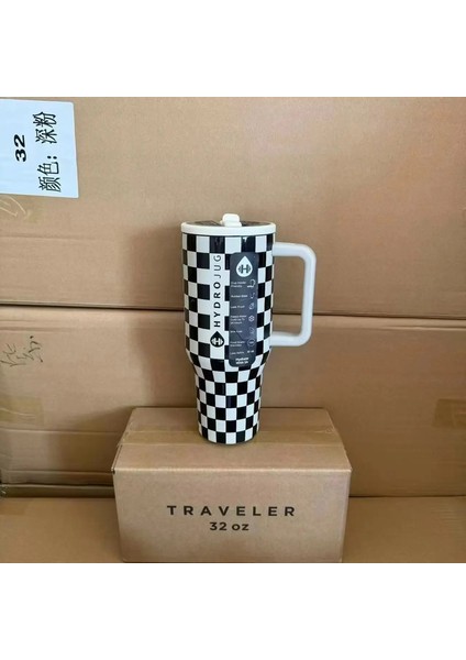 Hidrojug Tumbler 32OZ/40OZ Gezgin Saman Kapağı Paslanmaz Çelik Vakum Yalıtımlı Araba Kupa Çift Duvar Termal Buzlu Seyahat: 32OZ/RENK: Siyah Beyaz (Yurt Dışından)