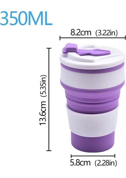 350ML/500ML Yaratıcı Taşınabilir Silikon Katlanır Su Kahve Kahve Seyahat Açık Havada Su Işi Kapak Su Kupası Mini Dak Renk: 350ML Mor Beyaz (Yurt Dışından)