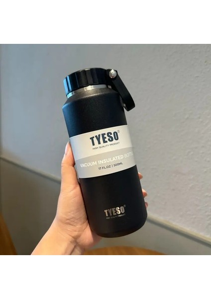 500ML/710ML Çift Paslanmaz Çelik Vakum Şişesi Tutamaklı Moda Taşınabilir Uzun Süreli Yalıtım Termos Kupa Tumklercaity: 500ML/RENK: Siyah (Yurt Dışından)