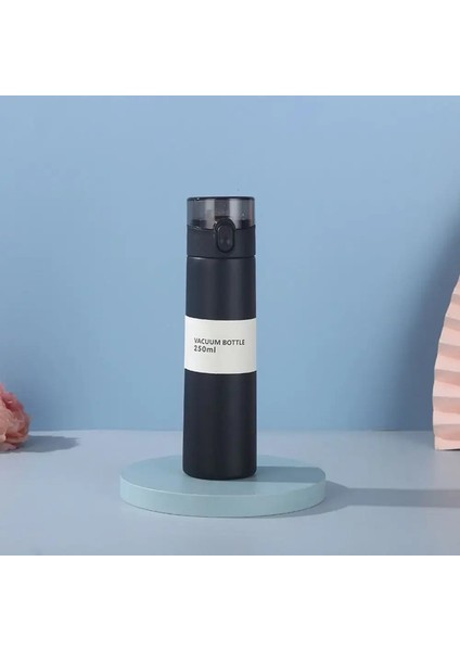150/250ML Mini Termos Fincan Sızdırmaz Moda Termos Yalıtımlı Dak Portatif Tek Düğmeli Açılış Cep Termal Kupa Kapasite: 250ML/RENK: Siyah (Yurt Dışından)