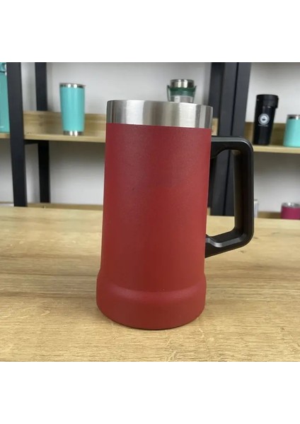 473ML Lids ile 16 Oz Su Şişesi Bira Dakları Vakum Yalıtımlı Yalıtımlı Sızdır Köpek Çelik Tumbler Termal Kupa Termos Kupa Soğuk Sıcak Kapasite: 473ML/RENK: Kırmızı 709ML (Yurt Dışından)