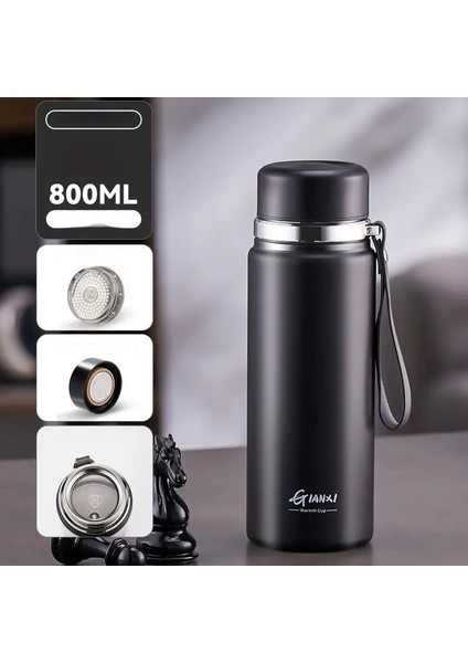 Gianxi 24 Saat Soğuk Kupa Termos Kupası Çelik Sıcak Kahve Termos Kupası Seyahat Kupası Araç Vakum Termos Kupası Büyük Kapasite Kapasitesi: 801-900ML/RENK: Siyah 800ML (Yurt Dışından)