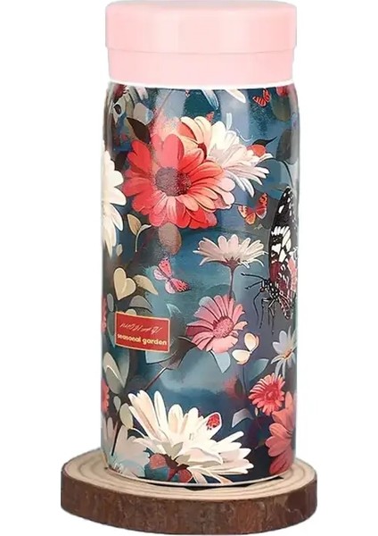 Leno 200ML Baskılı Termos Şişesi Yalıtılmış Sızdıran Su Şişesi Taşınabilir Çift Paslanmaz Çelik Termal Kupa Kapasite: 101-200ML/RENK: Pembe (Yurt Dışından)