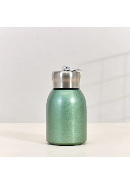 300ML Paslanmaz Çelik Vakum Şişe Kaldırma Halkası Mini Termos Kupa Araç Yalıtımlı Kupa Taşınabilir Seyahat Su Şişesi Kahve Kupa Kapasite: 300ML/RENK: Açık Yeşil (Yurt Dışından)