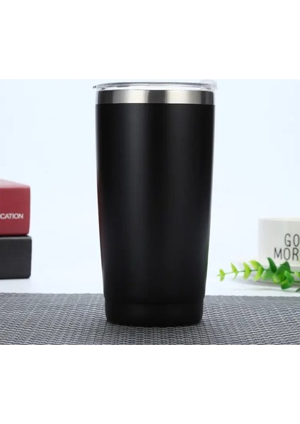 20OZ Paslanmaz Çelik Araba Fincanı, Çift Katmanlı Paslanmaz Çelik Termos Fincan, Taşınabilir Araba Buz-Soğuk Fincan Kapasite: 20OZ/RENK: Siyah 2 (Yurt Dışından)