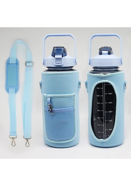2l Su Şişesi Kapağı Izolatör Kılıf Torbası Tumbler Şişe Çantası Kamp Kampı Için Taşınabilir Açık Hava Spor Içecek Yazıları Çantası Renk: Sky Mavisi (Yurt Dışından)