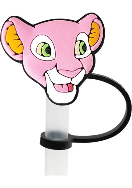 1-16PCS Aslan Kral Karikatür Saman Kapak Kapağı 10MM Silikon Içecek Saman Tapası Yeniden Kullanılabilir Sıçrama Kanıt Içme Kupası Saman Kapağı Renk: 1PCS-10MM (Yurt Dışından)