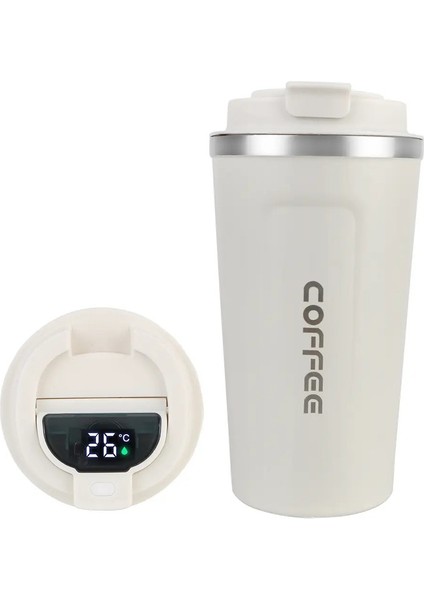 Araba Termos Kupa Çay Paslanmaz Çelik Termo Cafe Kahve Kupa Kahve Kahve Kahve 510ML Sızıntı_ Geçirmez Seyahat Vakum Termo Kupa Kapasite: 501-600ML/RENK: Beyaz (Yurt Dışından)