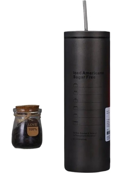 Yaratıcı Moda Kahve Kupası Ofisi Pratik Paslanmaz Çelik Termal Yalıtım ve Soğuk Yalıtım Saman Su Kupa Cupcasity: 600ML/RENK: Sarı (Yurt Dışından)