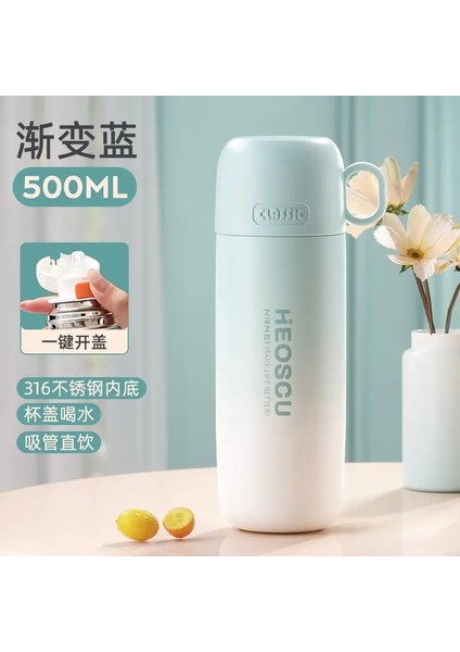 Sıcak Kahve Için Paslanmaz Çelik Termos Şişesi, Saman, Yalıtılmış Fincan, Vakum Şişeleri, Çift Duvar Seyahati: 500ML/RENK: JBS-500-PEMBE (Yurt Dışından)