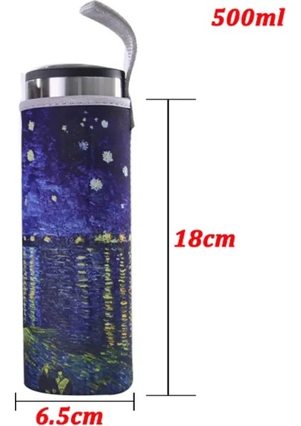 Spor Su Şişesi Kapağı Kılıfı Yalıtımlı Torba Termos Kupası Torbası Taşınabilir Vakum Cam Kupa Seti Spor Kamp Accessorie 350ML - 500ML Renk: 500ML Lnh (Yurt Dışından)