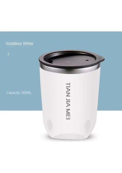 300ML 304 Paslanmaz Çelik Kahve Kupa Kupa Izli Kahve Kahve Kupa Çift Duvar Kahve Tumbler Isıya Dalı Içki Kaynağı: 300ML/RENK: Beyaz-1pcs (Yurt Dışından)