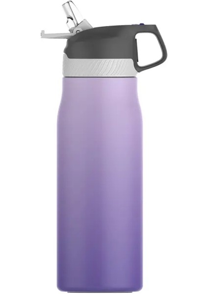 Feiji Yalıtımlı Su Şişesi Saman Kapağı Çift Duvar Termos Paslanmaz Çelik Okul Için Sıcak ve Soğuk Tutar Seyahat Seyahati: 550-710ML/RENK: Gradyan PURPLE710ML (Yurt Dışından)