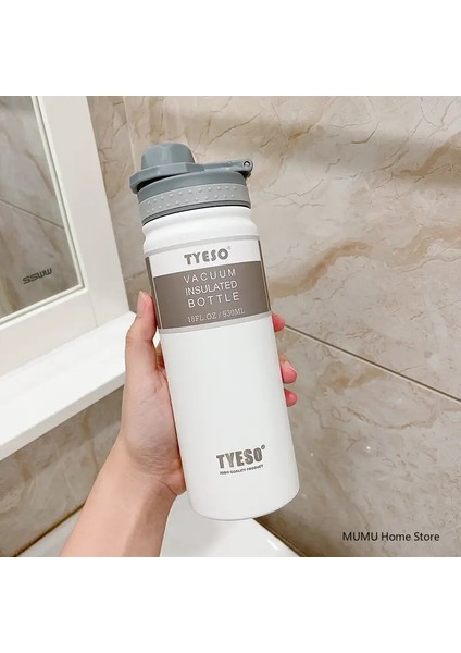 Tyeso 530ML/750ML Paslanmaz Çelik Su Şişesi Yalıtımlı Termos Şişe Çift Duvar Vakum Şişesi Seyahat Kupası Spor Termal Kupa Kapasite: 530ML/RENK: Beyaz (Yurt Dışından)