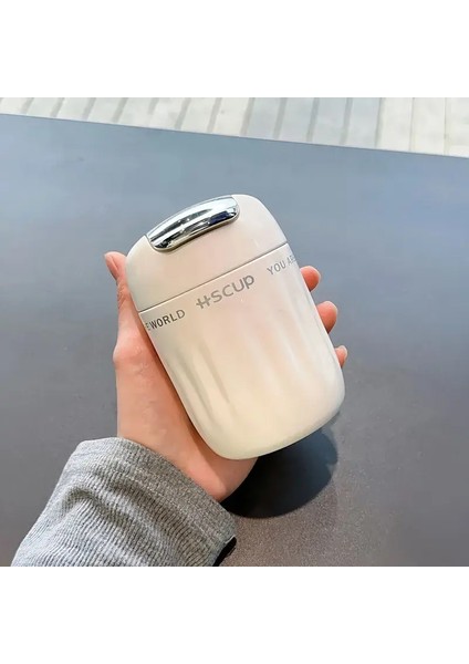 220ML Moda Mini Paslanmaz Çelik Kahve Fincanı Taşınabilir Termos Seyahat Kupası Kupa Kapasite: 220ML/RENK: Beyaz (Yurt Dışından)