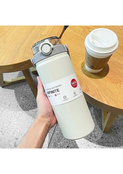 1l Paslanmaz Çelik Termos Kupası 316 Büyük Kapasiteli Çift Sippi Termos Şişesi Saman Taşınabilir Li Termos Kettlecapacity: 1000ML/RENK: Beyaz (Yurt Dışından)