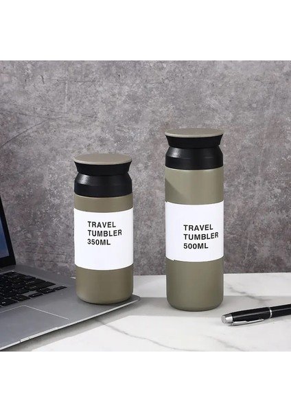 500ML Paslanmaz Çelik Termos Kurı Kahve Kupa Yalıtımlı Su Şişesi Termal Tumbler Taşınabilir Vakum Şişesi Taşınabilir Seyahat Kurı Kapasite: 500ML/RENK: Gri (Yurt Dışından)