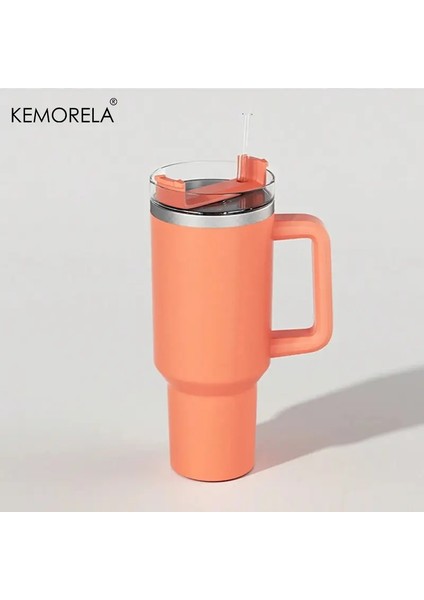 1200ML 304 Paslanmaz Çelik Yalıtımlı Su Şişesi Sıcak Kahve Araç Kupası Sıcak ve Soğuk Kupa Termos Şişesi Saplı Saman Sporları Av Kapasite: 40OZ/RENK: Turuncu (Yurt Dışından)