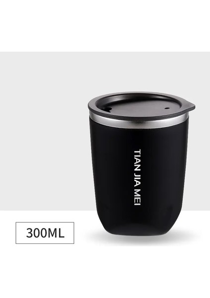 300ML Termos Kupası Erkek ve Kadınların Zorunlu Taşınabilir Kupa 304 Paslanmaz Çelik Basit Su Kupası Ofis ve Ev Süt Kahve Cupcapacity: 300ML/RENK: Siyah (Yurt Dışından)
