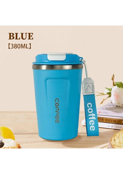 380ML Paslanmaz Çelik Kahve Termal Kupası Sıcak ve Soğuk Tumbler Yalıtımlı Su Şişesi Için Çift Vakum Araç Seyahat Kupa Kapasitesi: 380ML/RENK: Mavi (Yurt Dışından)