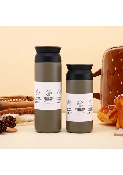 Taşınabilir 350ML 500ML Su Şişesi Vakum Mini Spor Salonu Termos Kupa Paslanmaz Çelik Vakum Yalıtımlı Termal Seyahat Kahve Kupası Karcakasyon: 350ML/RENK: Gri (Yurt Dışından)