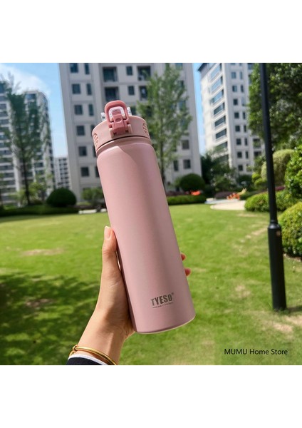 Tyeso Termo Kupa Saman Taşınabilir Tumbler Vakum Şişeler Kupası Spor Kupa Soğuk ve Sıcak Yalıtımlı Kupa Seyahat Termal Su Şişesi Kapasite: 600ML/RENK: Pembe (Yurt Dışından)