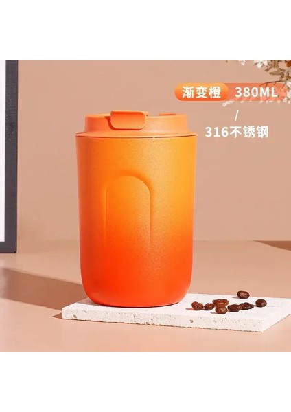 316 Paslanmaz Çelik Fincan Kahve Kupa Termal Sızdır Köpreli Vakum Şişesi Çift Duvar Tumbler Yalıtımlı Travle Içecek Termos Şişe Kapasitesi: 220ML-380ML/RENK: Gradyan Turuncu 380M (Yurt Dışından)