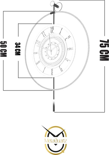 12-24h - Xxl 60x80cm-Timelless Kristal (Pilli) (Quartz ), Metal (Mobilya) Duvar Saati fırsatları