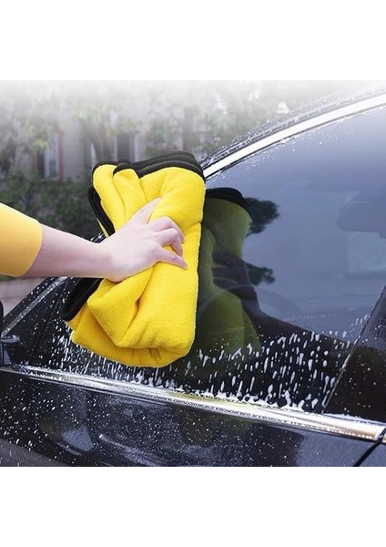 Oto Kurulama Bezi Araç Bez ve Sünger Mikrofiber Temizleme Yıkama Cam Araba Kurulama Temizlik Silme Bezleri Havlusu Profesyonel 50X70 Sarı/gri (1)