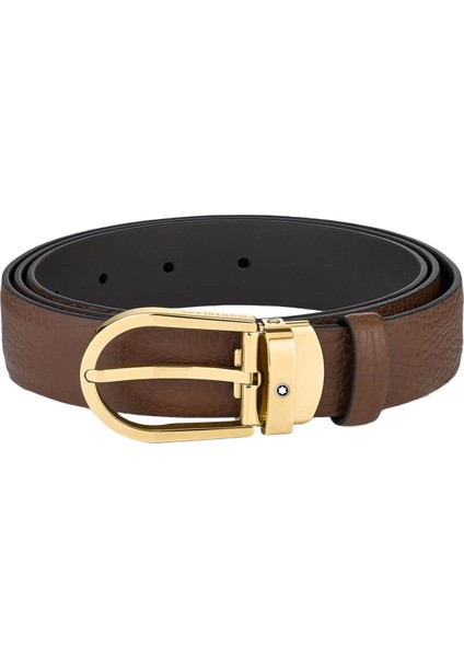 At Nalı Tokalı Kahverengi 30 mm Deri Kemer 129423