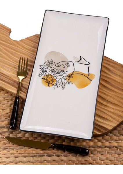 Çiçek Kız Dekorlu Sunum Tabağı 36X16CM