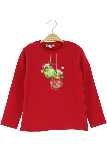 Kız Çocuk Bluz Ayıcık Baskılı Noellik Kışlık Şardonlu modelleri